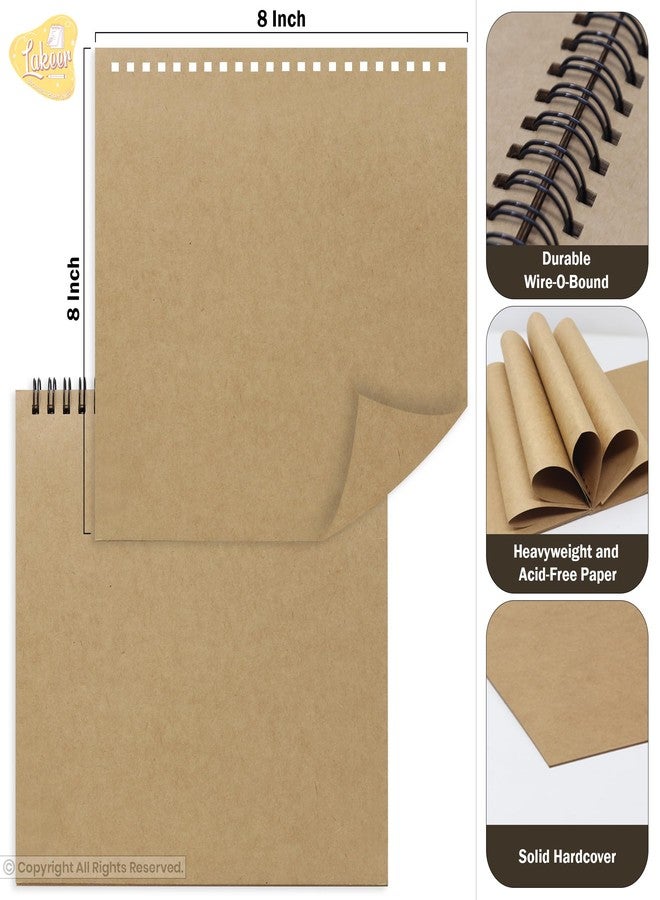 Lakeer Kraft Sketchbook - 8x8 inch|250 GSM-25 Sheets, for Sketching, Drawing, Panting, etc - Image 2